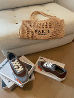 HM Bouncing 35 Sneakers Chocolate Canvas Grey Suede Goatskin H Orange
