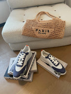BOUNCING SNEAKERS LIGHT GRAY MIX NAVY CALFSKIN
