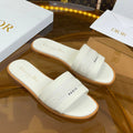 cd slide white calfskin embroidered cotton