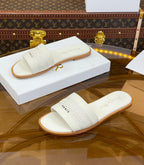cd slide white calfskin embroidered cotton