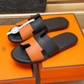 HM Men's Izmir Slide Black Orange Cowhide 685820