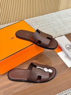 HM Men Izmir Sandals Coffee Embossed Leather 799283