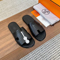 HM Men Izmir Sandals Black Embossed Leather 799285