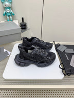 XL FISHNET SNEAKER IN BLACK MESH, POLYURETHANE, POLYESTER WITH RHINESTONES
