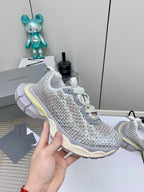 XL FISHNET SNEAKER IN GRAY AND BEIGE MESH, POLYURETHANE, POLYESTER WITH RHINESTONES