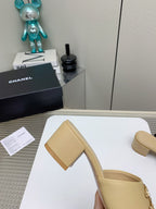 CC Mule Sandals 50m In Beige Lambskin 148980