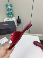CC Slippers In Dark Red Velvet 148988