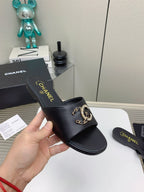 CC Slippers In Black Lambskin 148991