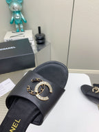 CC Slippers In Black Lambskin 148991