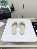 CC Slippers In White Lambskin 148993