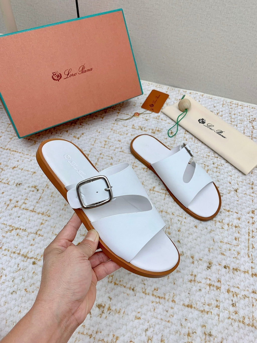 LP Men Sandals In White Calfskin