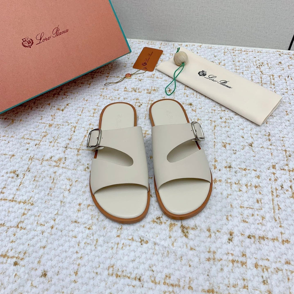 LP Men Sandals In Cream White Calfskin