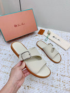 LP Men Sandals In Cream White Calfskin