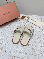 LP Men Sandals In Cream White Calfskin