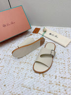 LP Men Sandals In Cream White Calfskin