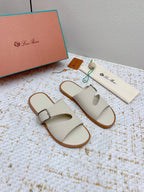 LP Men Sandals In Cream White Calfskin