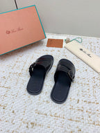 LP Men Sandals In Black Snake Embossed Calfskin
