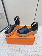 HM Luce 30 Sandal 65mm Black Cowhide Cork 477967