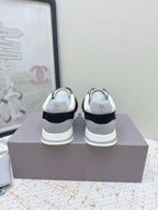 Brunello Panelled Sneakers Ivory Black Grain Leather Suede 625361