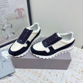 Brunello Panelled Sneakers Ivory Black Grain Leather Suede 625361