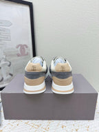 Brunello Panelled Sneakers Ivory Dark Grey Grain Leather Suede 625362
