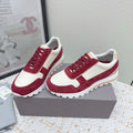 Brunello Panelled Sneakers Ivory Burgundy Grain Leather Suede 625364