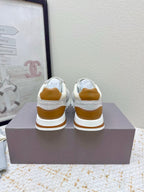 Brunello Panelled Sneakers Ivory Grey Grain Leather Suede 625366