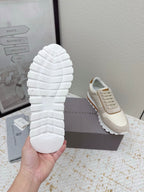 Brunello Panelled Sneakers Beige Taupe Grain Leather Suede 625367