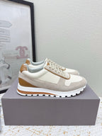 Brunello Panelled Sneakers Beige Taupe Grain Leather Suede 625367