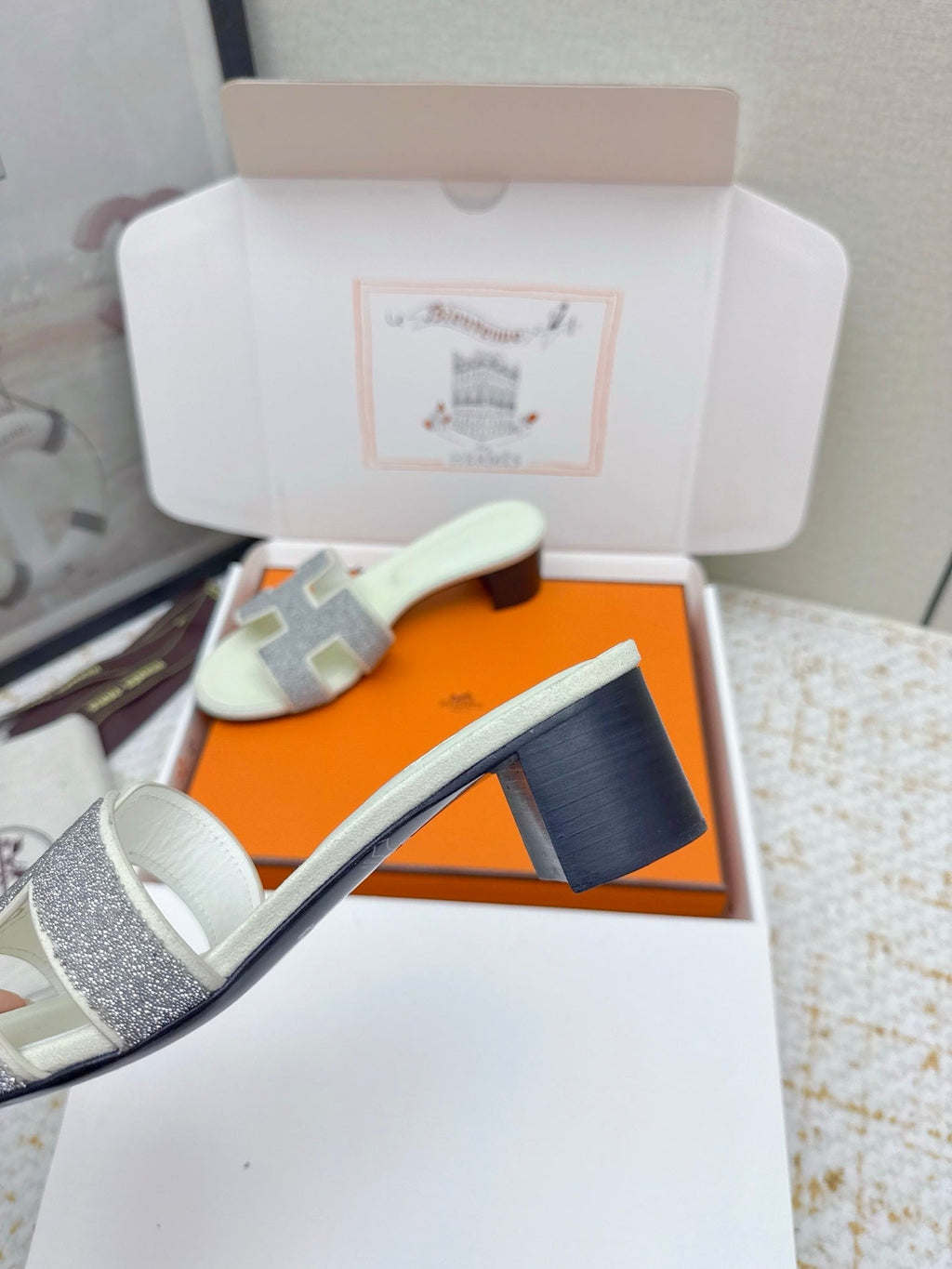 HM Oasis Sandals with Rhinestone White Cowhide 625269