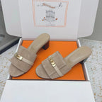 HM 26ss Oasis Sandals 50 Beige Suede Cowhide 625148