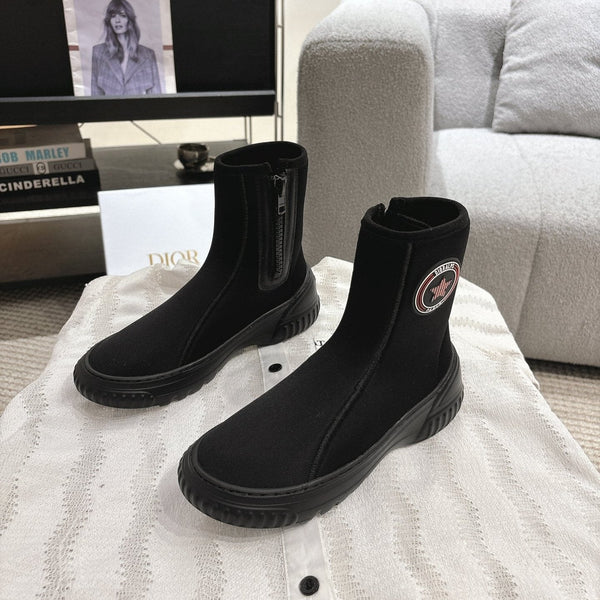 CD Ankle Boots Black Elastic Fabric