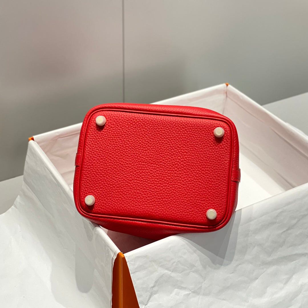 picotin lock red togo leather gold hardware