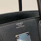 HM Shoulder Birkin 29cm Black Swift Leather Silver Hardware