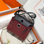 HM Mini Herbag Silver Buckle 20 Burgundy Canvas and Hunter Cowhide 243370