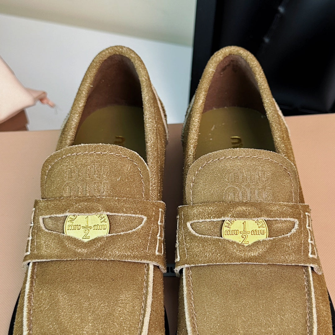 Miu Loafers Cinnamon Brown Suede