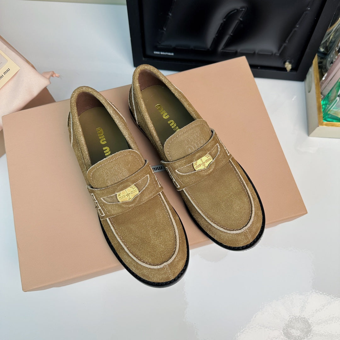 Miu Loafers Cinnamon Brown Suede