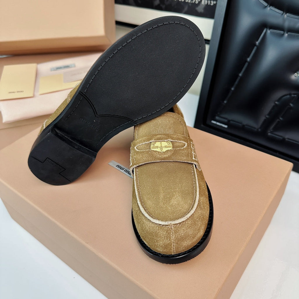 Miu Loafers Cinnamon Brown Suede