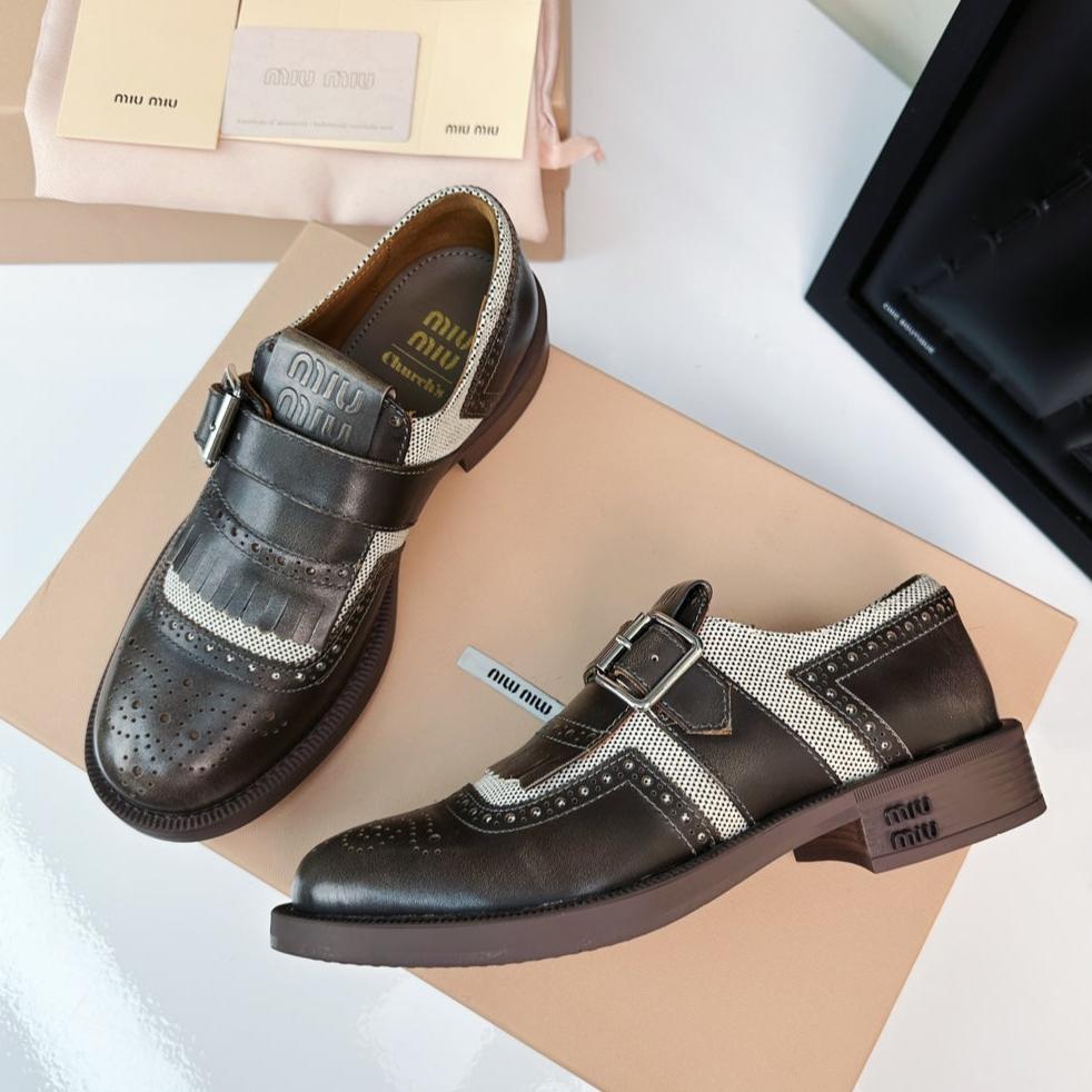 Church's X Miu Loafers Brown Black Calfskin