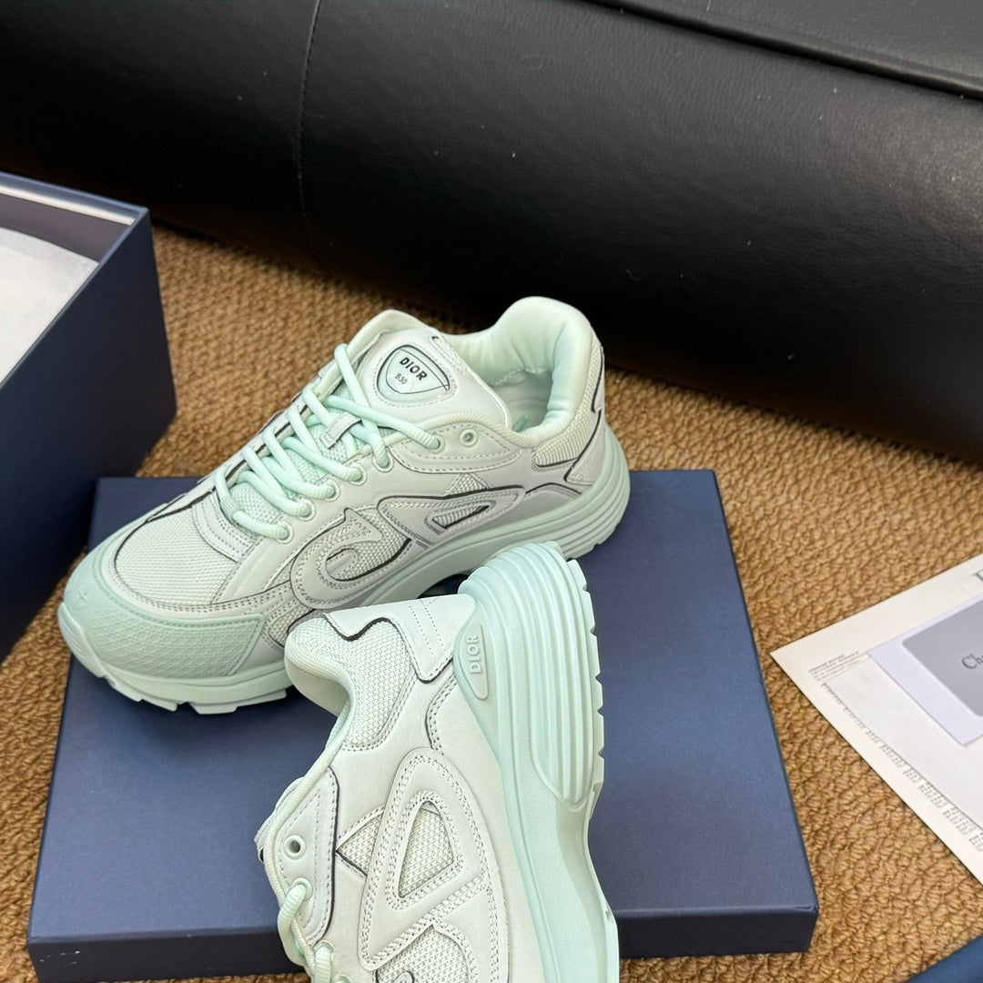 CD And Stone Island B30 Sneaker Light Turquoise Cowhide And Polyester Mesh Fabric