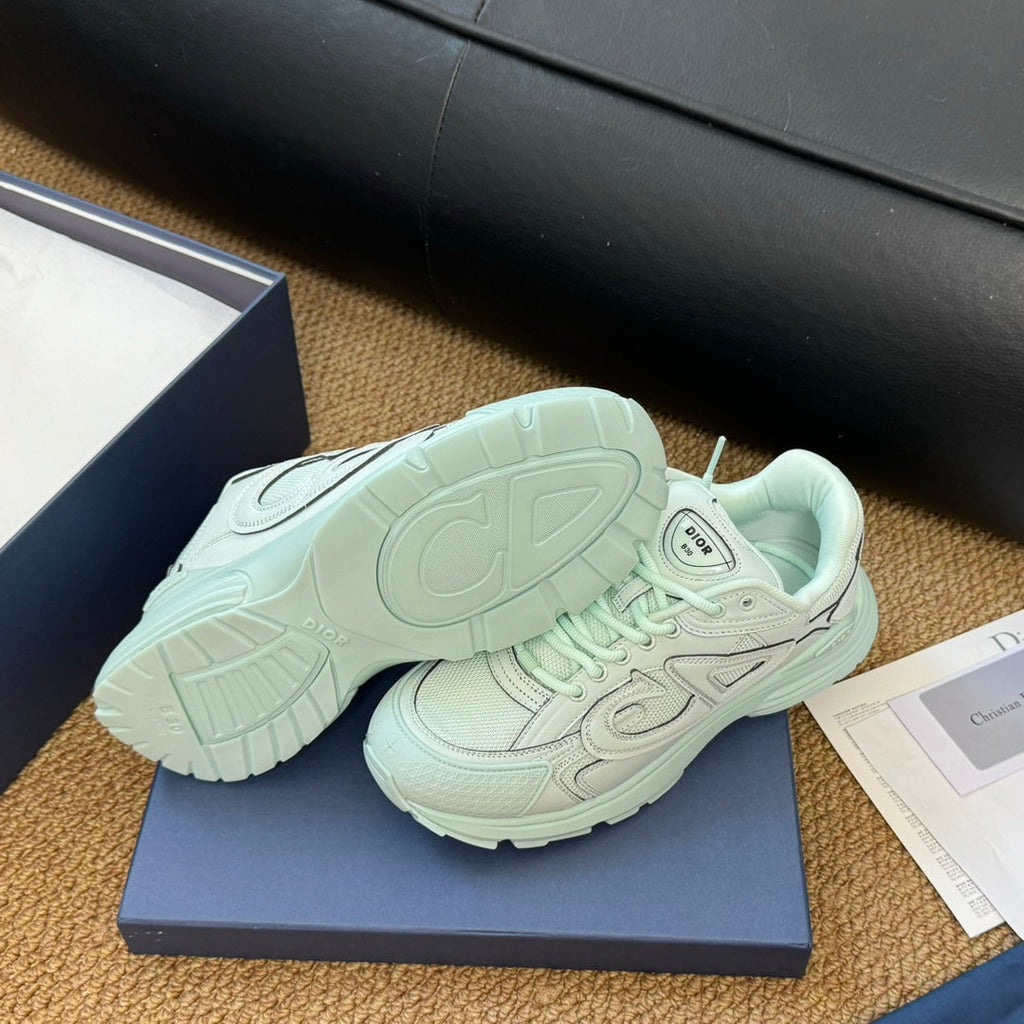 CD And Stone Island B30 Sneaker Light Turquoise Cowhide And Polyester Mesh Fabric