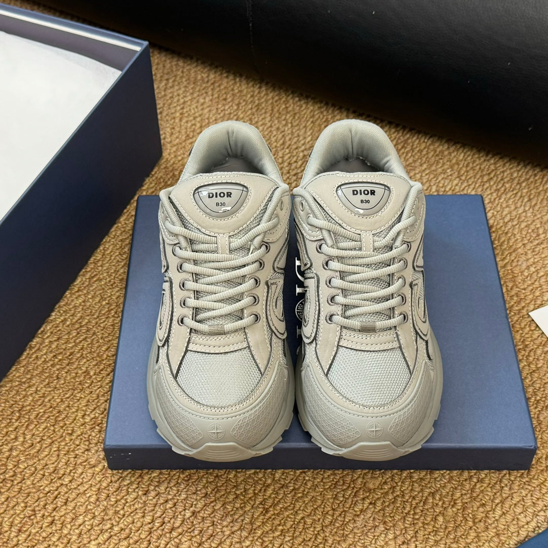 CD And Stone Island B30 Sneaker Light Beige Cowhide And Polyester Mesh Fabric