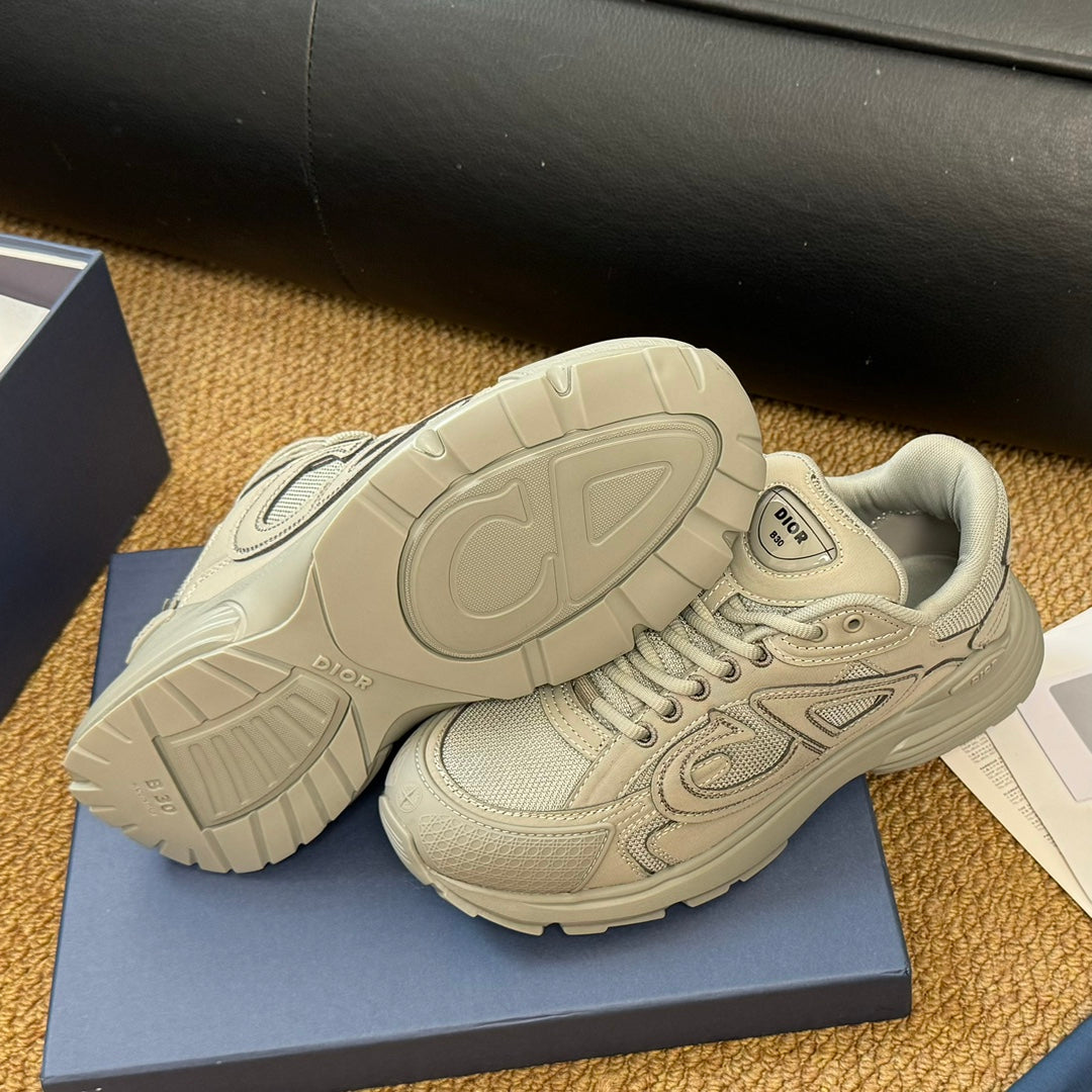CD And Stone Island B30 Sneaker Light Beige Cowhide And Polyester Mesh Fabric