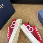 CD B33 Sneaker Red Pink Oblique Jacquard Fabric And Lambskin