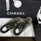 CC 25A Trainers Gold Black Olive Laminated Calfskin And Suede Calfskin352117