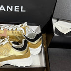 CC 25A Trainers Gold Black Beige Laminated Calfskin And Suede Calfskin352119