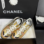 CC 25A Trainers Gold Black Beige Laminated Calfskin And Suede Calfskin352119