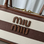 Miumiu large shoulder bag striped canvas
