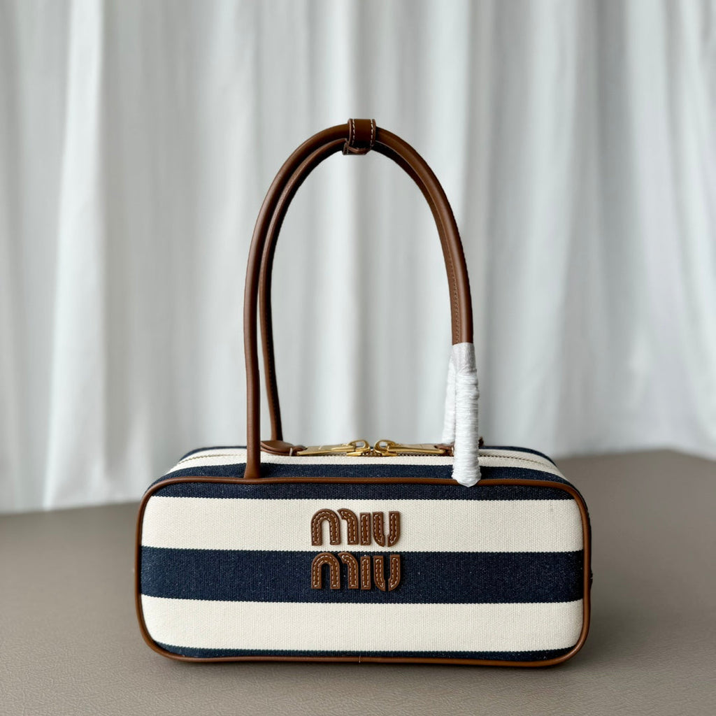 Miumiu large shoulder bag striped canvas