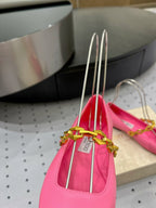 Jimmy Diamond Tilda Flat 10mm In Pink Nappa Leather Flats With Chain 591613
